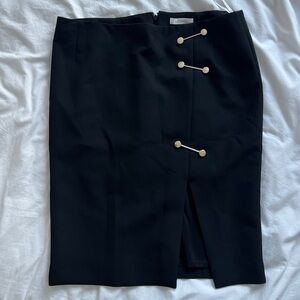 Versace Collection Black Pencil Skirt with Gold Accents